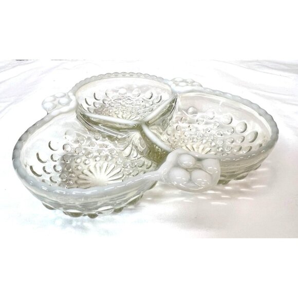 Vintage Indiana Glass Company Divided Relish Dish With Hobnail Pattern - Picture 1 of 4